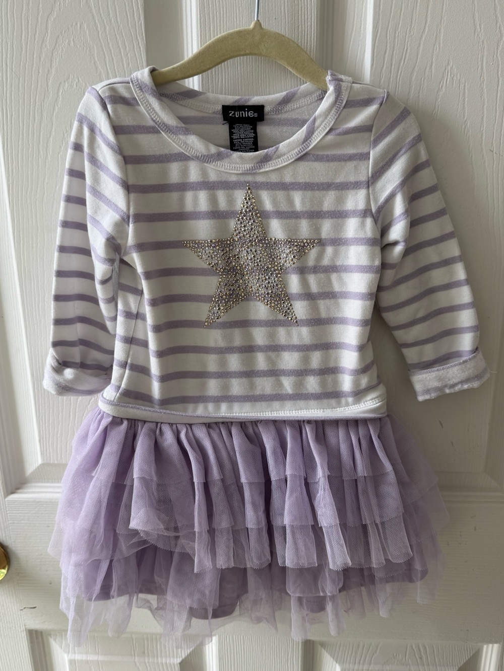 Zunie 3T Lavender Stripe Rhinestone Star Tulle Tutu Dress